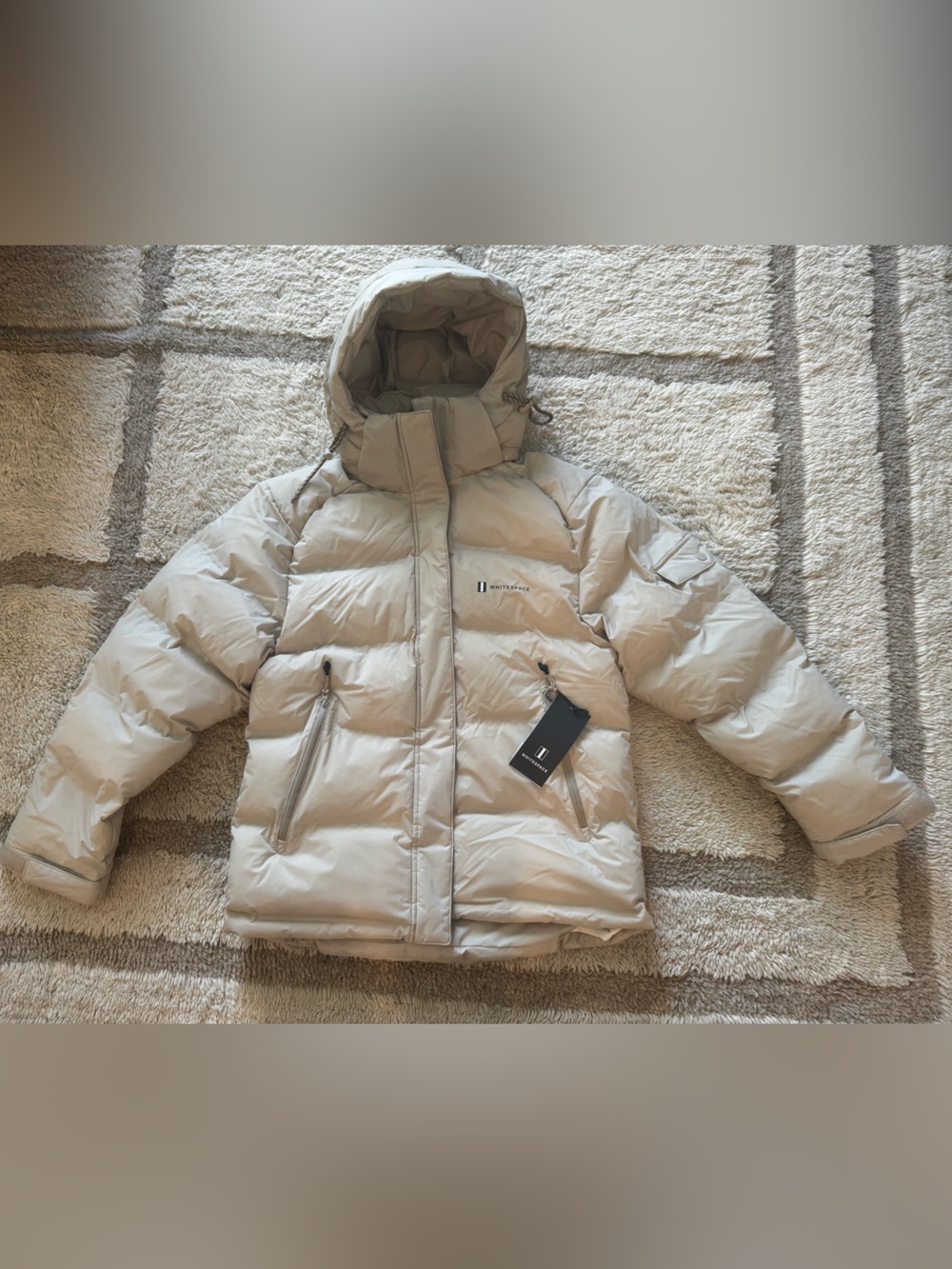 Hooded Beige Puffer Ski Jacket — Women's Insulated Winter Coat